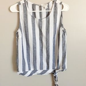 J. Crew Sleeveless Striped Top w/ Tie Detail, 6